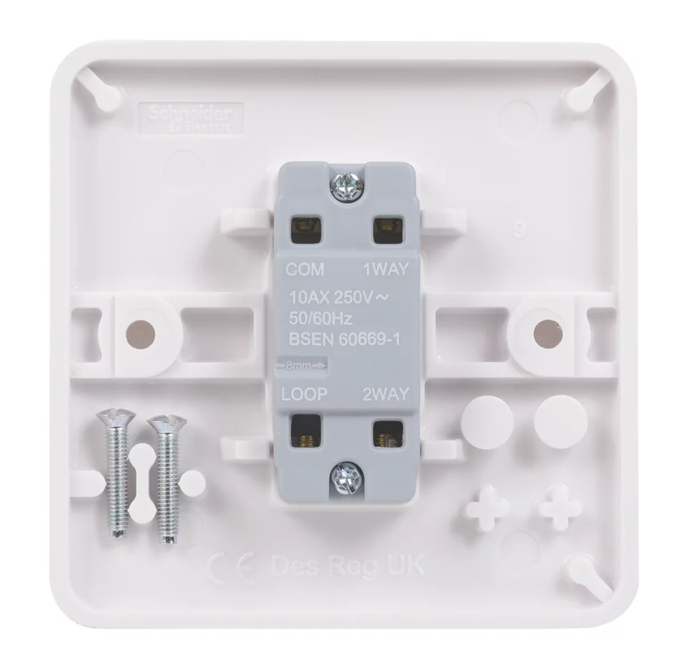 Schneider Electric Lisse 10AX 1-Gang 2-Way 10AX Light Switch White 5 Schneider Electric Lisse 10AX 1-Gang 2-Way 10AX Light Switch White - Image 3