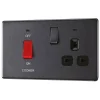 LAP 45A 2-Gang DP Cooker Switch & 13A DP Switched Socket Slate Grey With LED With Black Inserts -British General Shop 301KJ P