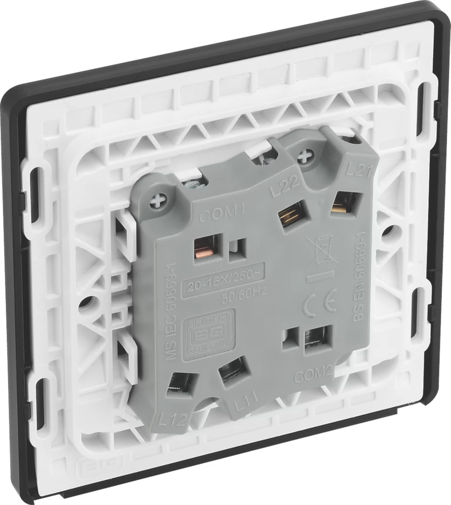 British General Evolve 20 A 16AX 2-Gang 2-Way Light Switch Black With Black Inserts 7 British General Evolve 20 A 16AX 2-Gang 2-Way Light Switch Black With Black Inserts - Image 5