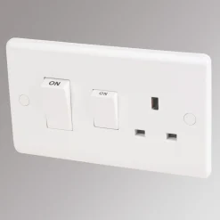 LAP 45A 2-Gang DP Cooker Switch & 13A DP Switched Socket White