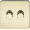 Knightsbridge SF2182PB 2-Gang 2-Way LED Dimmer Switch Polished Brass -British General Shop 310TY P