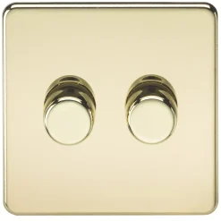 Knightsbridge SF2182PB 2-Gang 2-Way LED Dimmer Switch Polished Brass