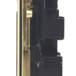 Crabtree Platinum 13A 2-Gang DP Switched Plug Socket Polished Brass With Black Inserts -British General Shop 31296 A2