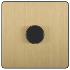 British General Evolve 1-Gang 2-Way LED Trailing Edge Single Push Dimmer Switch With Rotary Control Satin Brass With Black Inserts -British General Shop 312PY A2