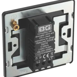 British General Evolve 1-Gang 2-Way LED Trailing Edge Single Push Dimmer Switch With Rotary Control Satin Brass With Black Inserts -British General Shop 312PY A4