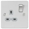 Knightsbridge FPR7000BCG 13A 1-Gang DP Switched Single Socket Brushed Chrome With Colour-Matched Inserts -British General Shop 312VF P