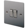 LAP 10AX 2-Gang 2-Way Light Switch Brushed Stainless Steel -British General Shop 31462 P
