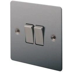 LAP 10AX 2-Gang 2-Way Light Switch Brushed Stainless Steel