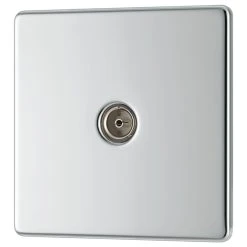 LAP 1-Gang Coaxial TV Socket Polished Chrome