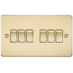 Knightsbridge FP4200BB 10AX 6-Gang 2-Way Light Switch Brushed Brass