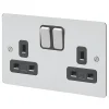 MK Edge 13A 2-Gang DP Switched Plug Socket Polished Chrome With Black Inserts 1 MK Edge 13A 2-Gang DP Switched Plug Socket Polished Chrome With Black Inserts -British General Shop 317FF P