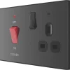 British General Evolve 45A 2-Gang 2-Pole Cooker Switch & 13A DP Switched Socket Black With LED With Black Inserts 1 British General Evolve 45A 2-Gang 2-Pole Cooker Switch & 13A DP Switched Socket Black With LED With Black Inserts -British General Shop 318PX P