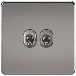 Knightsbridge SF2TOGBN 10AX 2-Gang 2-Way Light Switch Black Nickel