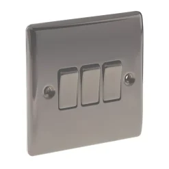 British General Nexus Metal 10AX 3-Gang 2-Way Light Switch Black Nickel -British General Shop 32248 A2