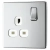 LAP 13A 1-Gang DP Switched Socket Polished Chrome With White Inserts -British General Shop 322KJ P