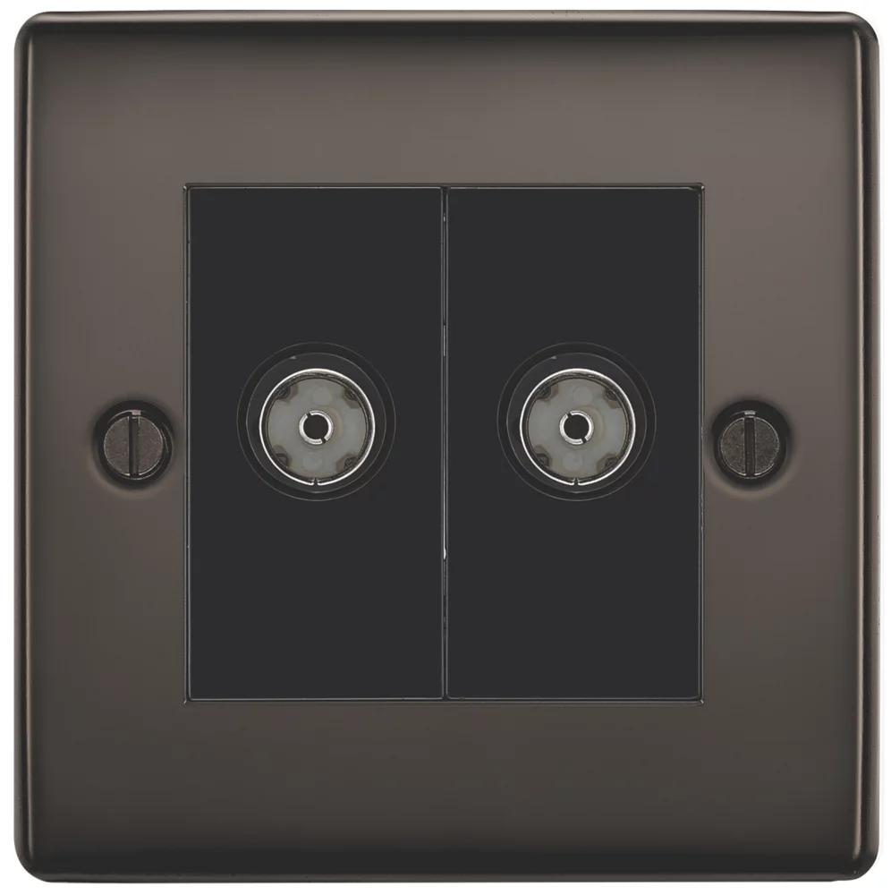 British General Nexus Metal 2-Gang Isolated Coaxial TV Socket Black Nickel 4 British General Nexus Metal 2-Gang Isolated Coaxial TV Socket Black Nickel - Image 2