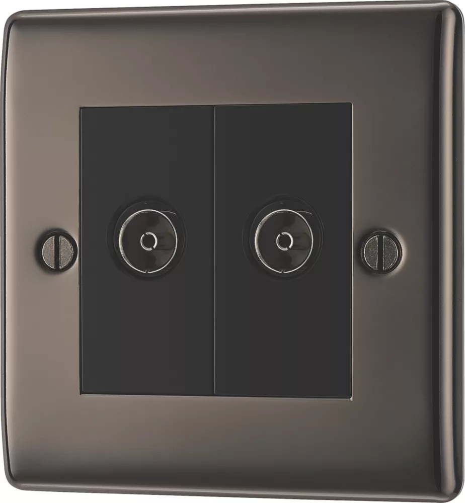 British General Nexus Metal 2-Gang Isolated Coaxial TV Socket Black Nickel 3 British General Nexus Metal 2-Gang Isolated Coaxial TV Socket Black Nickel