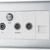 British General NEXUS METAL 2-Gang Triplex TV Socket Polished Chrome -British General Shop 327XF P
