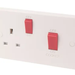 Essentials 45A 2-Gang DP Cooker Switch & 13A DP Switched Socket White