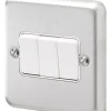 MK Albany Plus 10AX 3-Gang 2-Way Switch Brushed Stainless Steel With White Inserts 1 MK Albany Plus 10AX 3-Gang 2-Way Switch Brushed Stainless Steel With White Inserts -British General Shop 330FF P