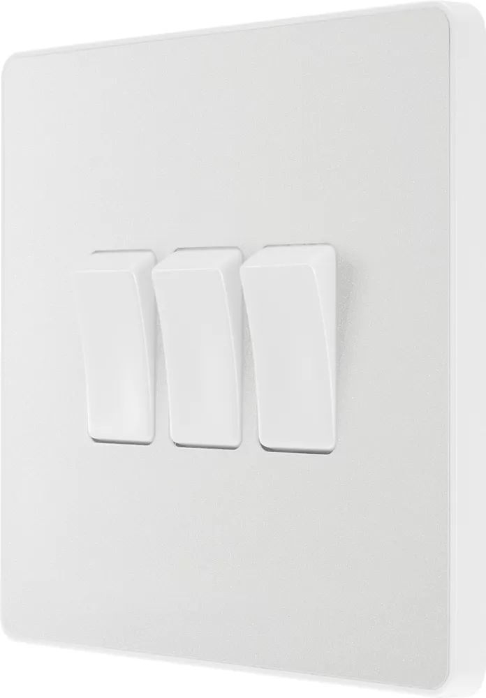 British General Evolve 20 A 16AX 3-Gang 2-Way Light Switch Pearlescent White With White Inserts 3 British General Evolve 20 A 16AX 3-Gang 2-Way Light Switch Pearlescent White With White Inserts