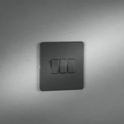 Knightsbridge SF4000AT 10AX 3-Gang 2-Way Light Switch Anthracite -British General Shop 334VF A2