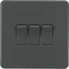 Knightsbridge SF4000AT 10AX 3-Gang 2-Way Light Switch Anthracite -British General Shop 334VF P