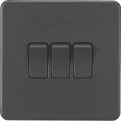 Knightsbridge SF4000AT 10AX 3-Gang 2-Way Light Switch Anthracite