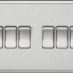 Knightsbridge CL42BC 10AX 6-Gang 2-Way Light Switch Brushed Chrome