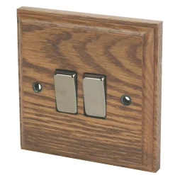 Varilight 10AX 2-Gang 2-Way Light Switch Medium Oak