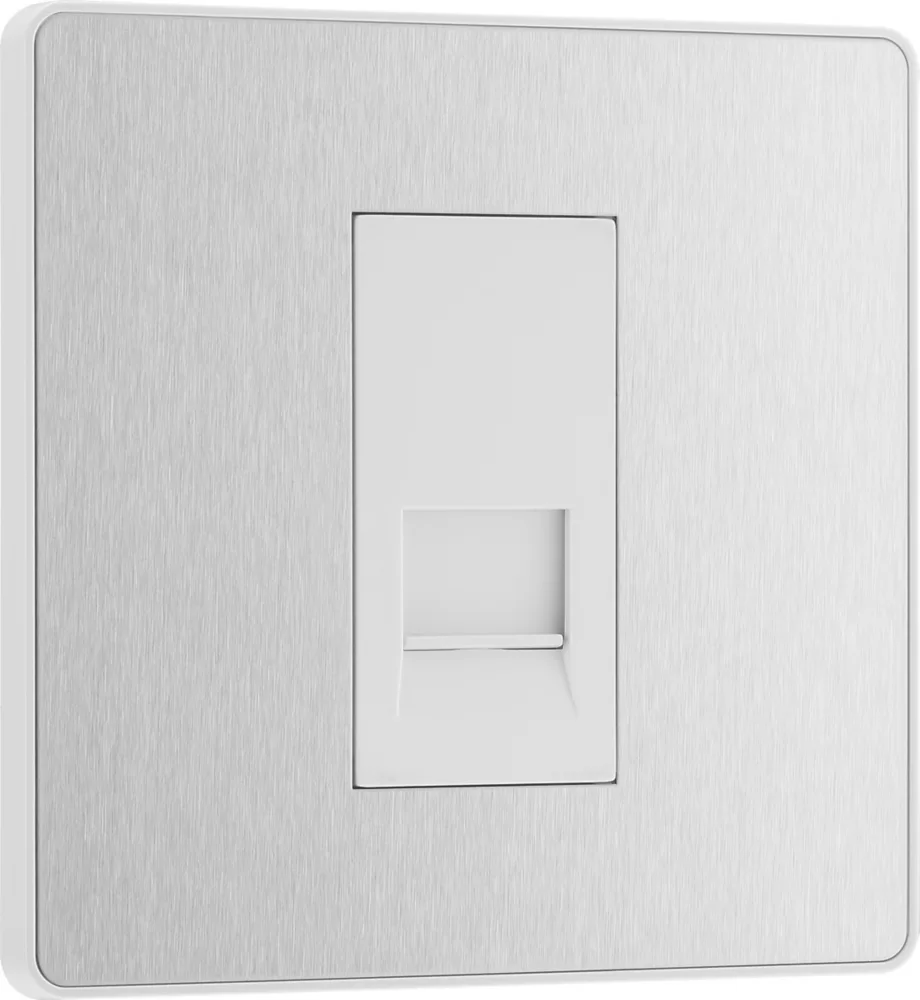 British General Evolve Slave Telephone Socket Brushed Steel With White Inserts 4 British General Evolve Slave Telephone Socket Brushed Steel With White Inserts - Image 2