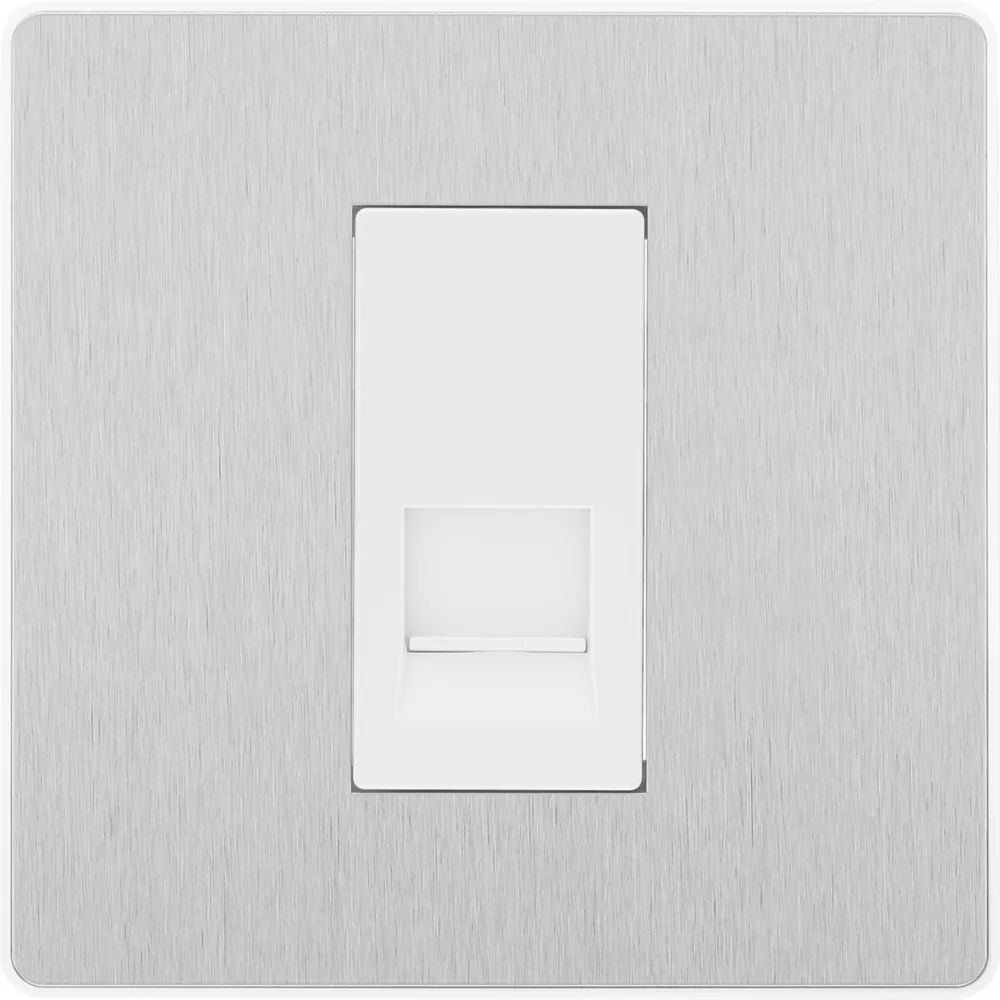 British General Evolve Slave Telephone Socket Brushed Steel With White Inserts 5 British General Evolve Slave Telephone Socket Brushed Steel With White Inserts - Image 3