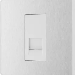 British General Evolve Slave Telephone Socket Brushed Steel With White Inserts 12 British General Evolve Slave Telephone Socket Brushed Steel With White Inserts -British General Shop 339RF A3