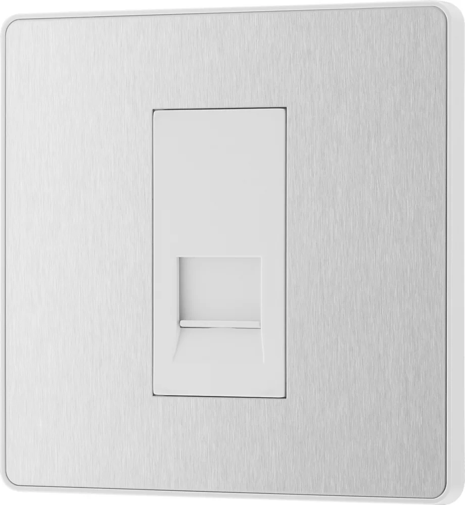British General Evolve Slave Telephone Socket Brushed Steel With White Inserts 6 British General Evolve Slave Telephone Socket Brushed Steel With White Inserts - Image 4
