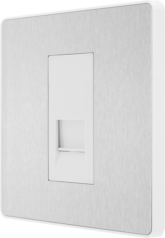 British General Evolve Slave Telephone Socket Brushed Steel With White Inserts 3 British General Evolve Slave Telephone Socket Brushed Steel With White Inserts