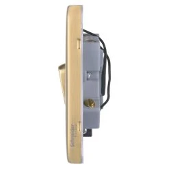 Schneider Electric Lisse Deco 13A Switched Fused Spur With LED Satin Brass With Black Inserts -British General Shop 340FF A2