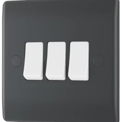 British General Part M 20A 16AX 3-Gang 2-Way Part M Light Switch Charcoal