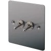 LAP 10AX 2-Gang 2-Way Toggle Switch Brushed Stainless Steel 2 LAP 10AX 2-Gang 2-Way Toggle Switch Brushed Stainless Steel -British General Shop 34179 P