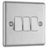 LAP 10AX 3-Gang 2-Way Light Switch Brushed Stainless Steel With White Inserts 2 LAP 10AX 3-Gang 2-Way Light Switch Brushed Stainless Steel With White Inserts -British General Shop 34445 P