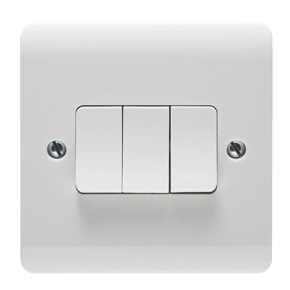 Crabtree Instinct 10AX 3-Gang 2-Way Light Switch White 4 Crabtree Instinct 10AX 3-Gang 2-Way Light Switch White - Image 2