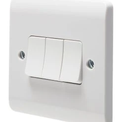 Crabtree Instinct 10AX 3-Gang 2-Way Light Switch White