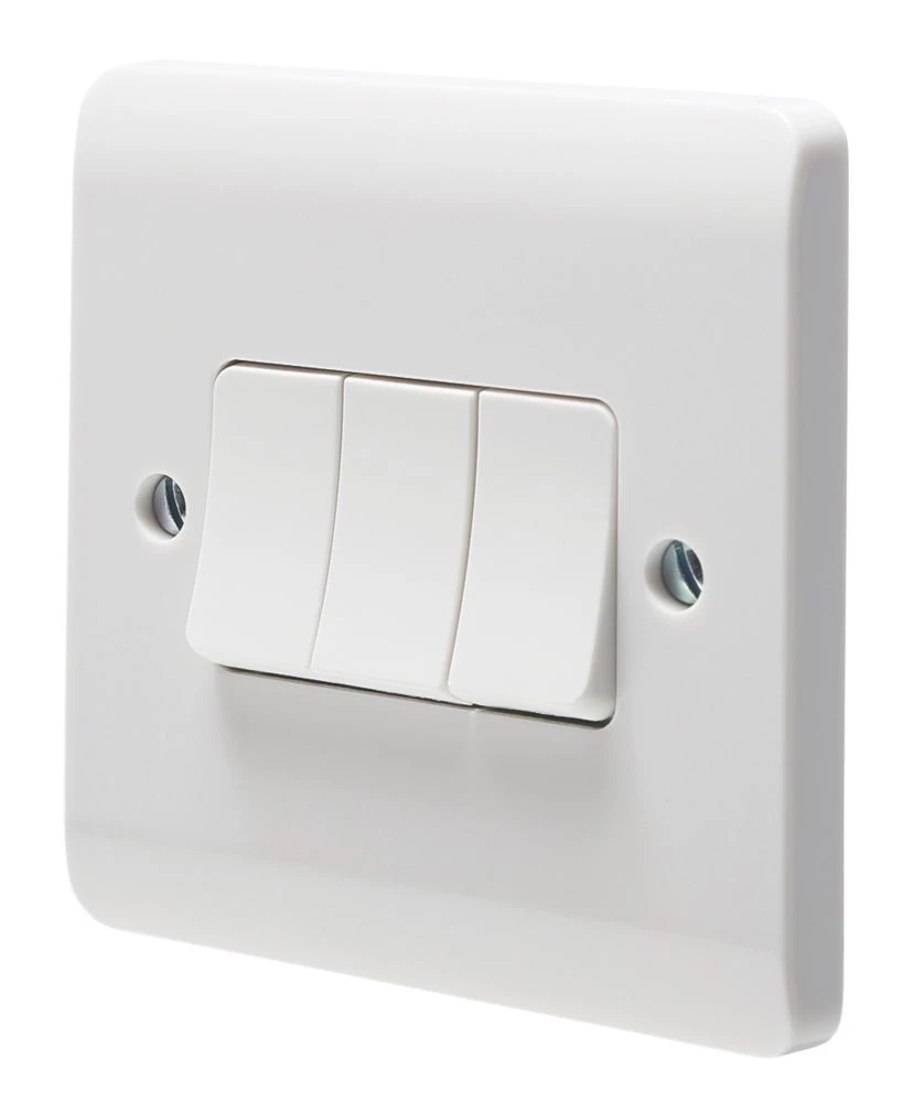 Crabtree Instinct 10AX 3-Gang 2-Way Light Switch White 3 Crabtree Instinct 10AX 3-Gang 2-Way Light Switch White