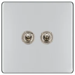 LAP 20A 16AX 2-Gang 2-Way Light Switch Polished Chrome -British General Shop 345KJ A1