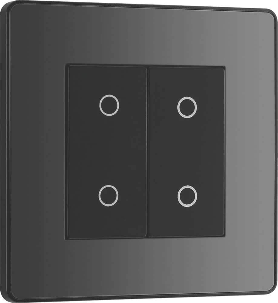 British General Evolve 2-Gang 2-Way LED Double Master Touch Trailing Edge Dimmer Switch Black With Black Inserts 4 British General Evolve 2-Gang 2-Way LED Double Master Touch Trailing Edge Dimmer Switch Black With Black Inserts - Image 2