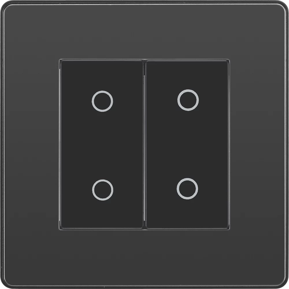 British General Evolve 2-Gang 2-Way LED Double Master Touch Trailing Edge Dimmer Switch Black With Black Inserts 5 British General Evolve 2-Gang 2-Way LED Double Master Touch Trailing Edge Dimmer Switch Black With Black Inserts - Image 3