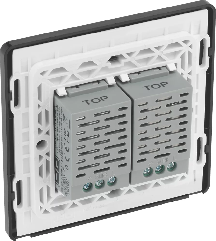 British General Evolve 2-Gang 2-Way LED Double Master Touch Trailing Edge Dimmer Switch Black With Black Inserts 7 British General Evolve 2-Gang 2-Way LED Double Master Touch Trailing Edge Dimmer Switch Black With Black Inserts - Image 5