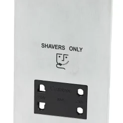 Crabtree Platinum 2-Gang Dual Voltage Shaver Socket 115 / 230V Satin Chrome With Black Inserts