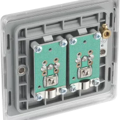 British General Nexus Metal 2-Gang Double Coaxial TV / FM Socket Brushed Steel -British General Shop 350XG A2