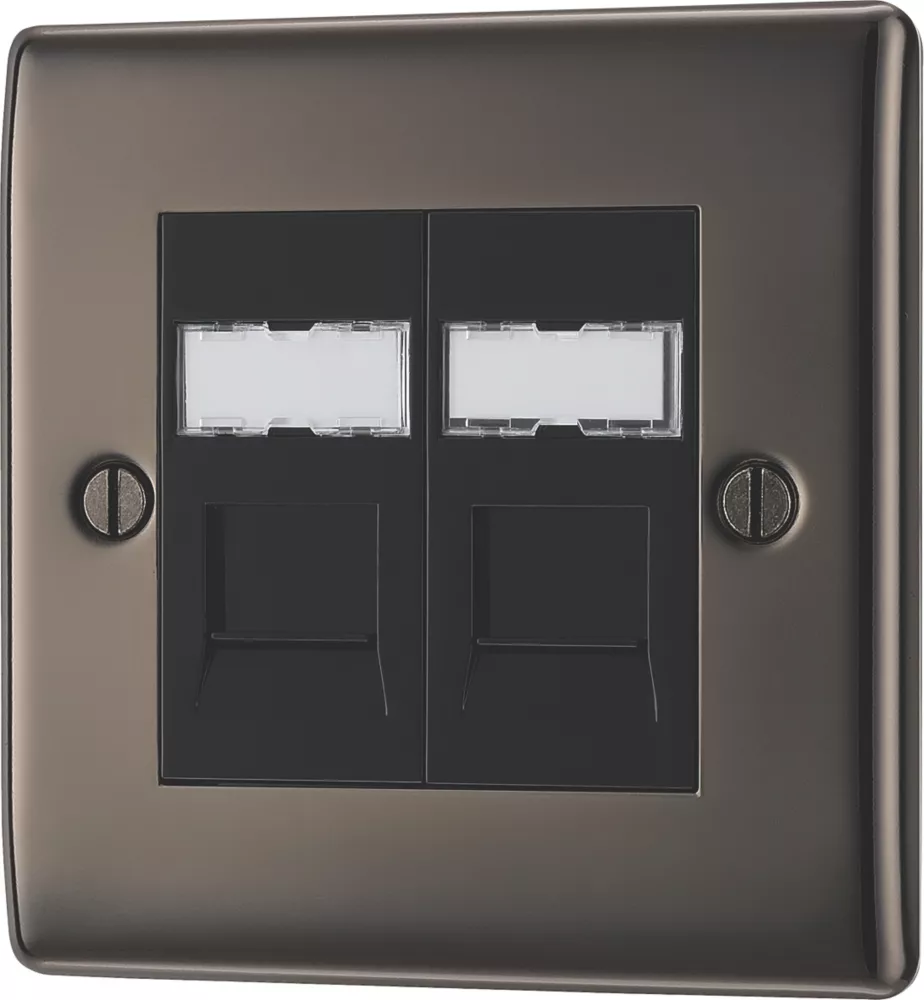 British General Nexus Metal Double RJ45 Ethernet Socket Black Nickel 3 British General Nexus Metal Double RJ45 Ethernet Socket Black Nickel