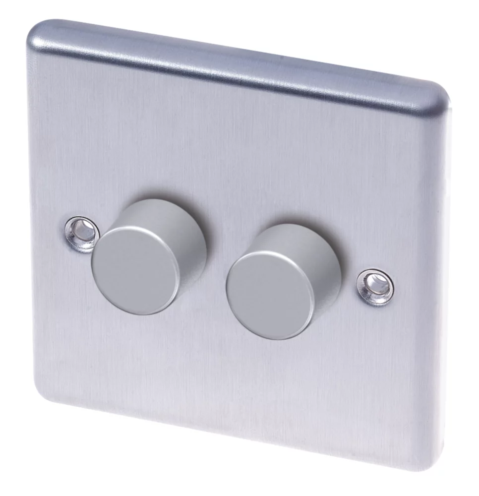 LAP 2-Gang 2-Way LED Dimmer Switch Brushed Stainless Steel 3 LAP 2-Gang 2-Way LED Dimmer Switch Brushed Stainless Steel